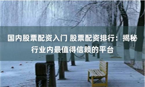 国内股票配资入门 股票配资排行：揭秘行业内最值得信赖的平台